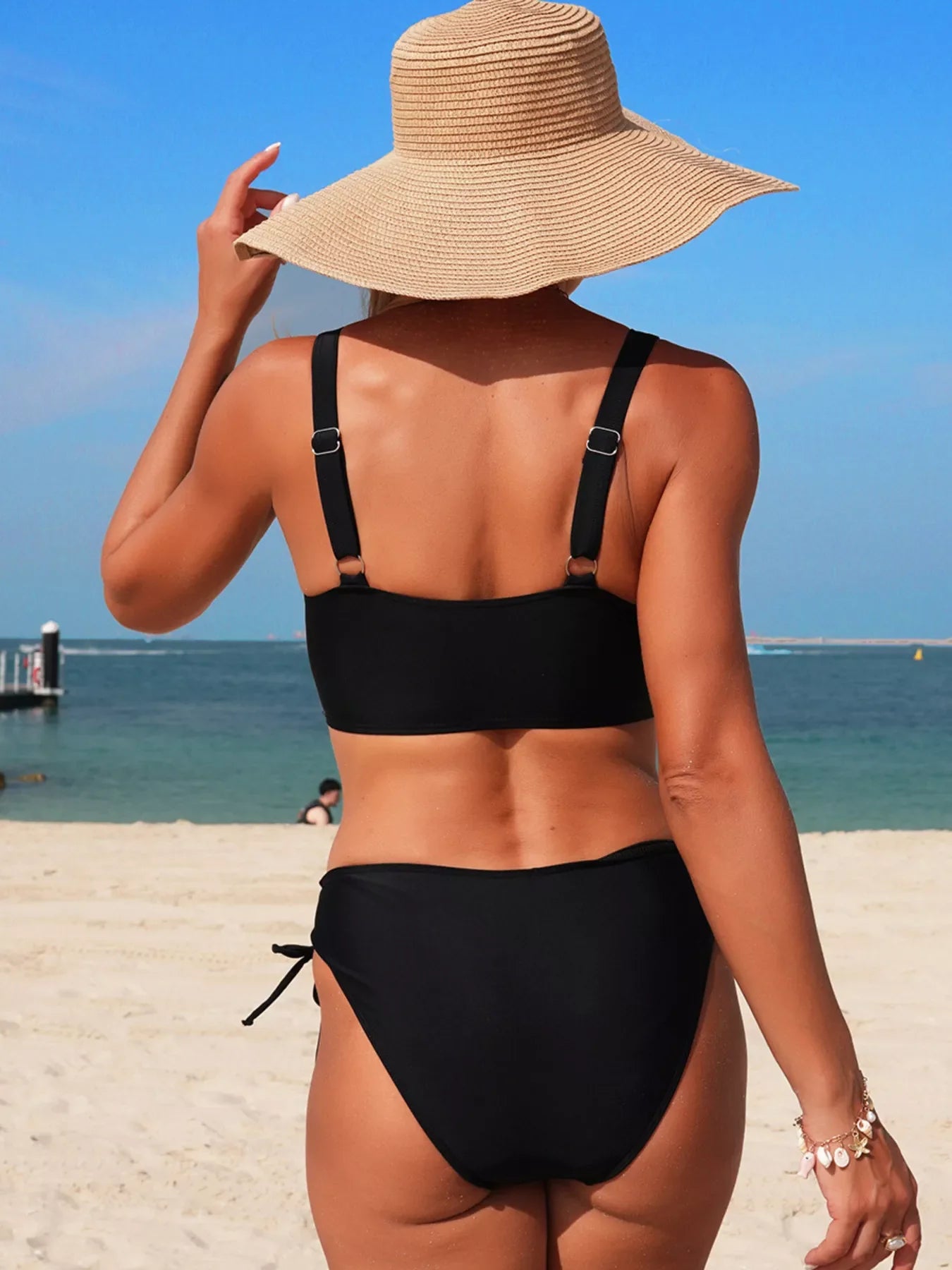 Palm Tree Cutout Lace-Up Swim Set