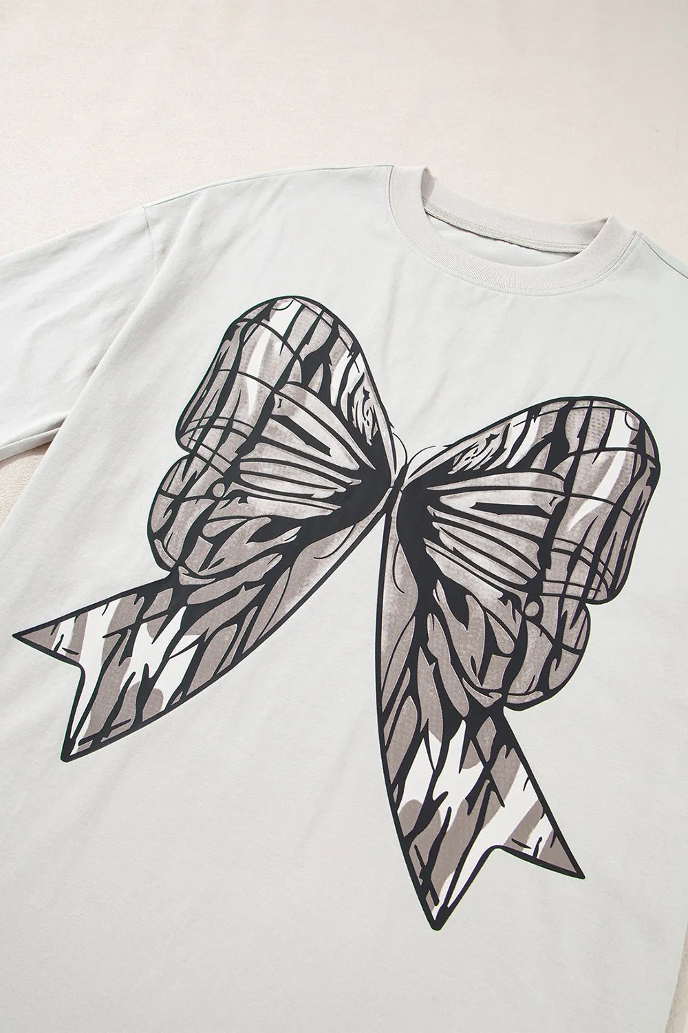 Casual Oversize Bow Drop Shoulder Tunic Casual Tee