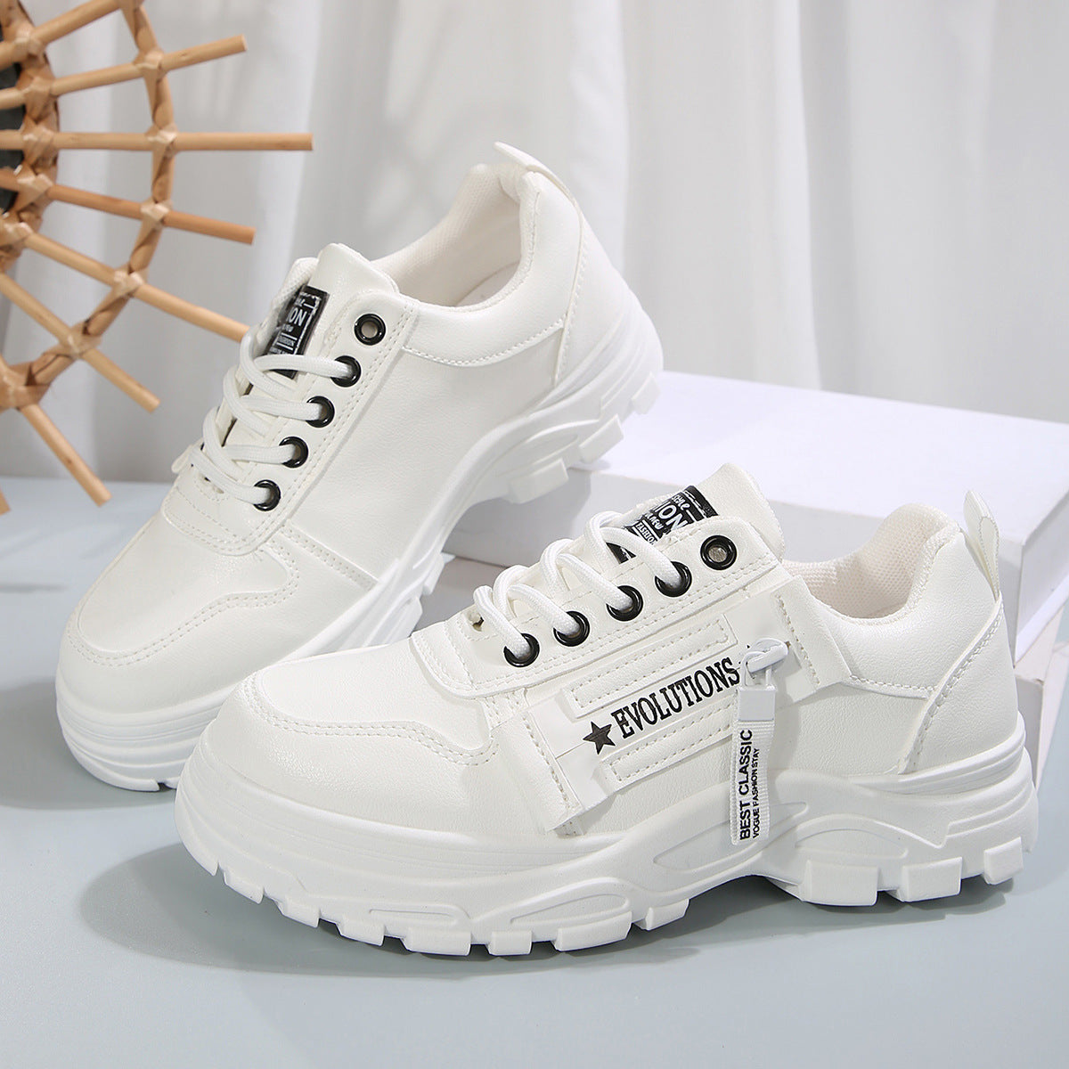 Women’s Lace‑Up Side‑Zipper Sports Sneakers