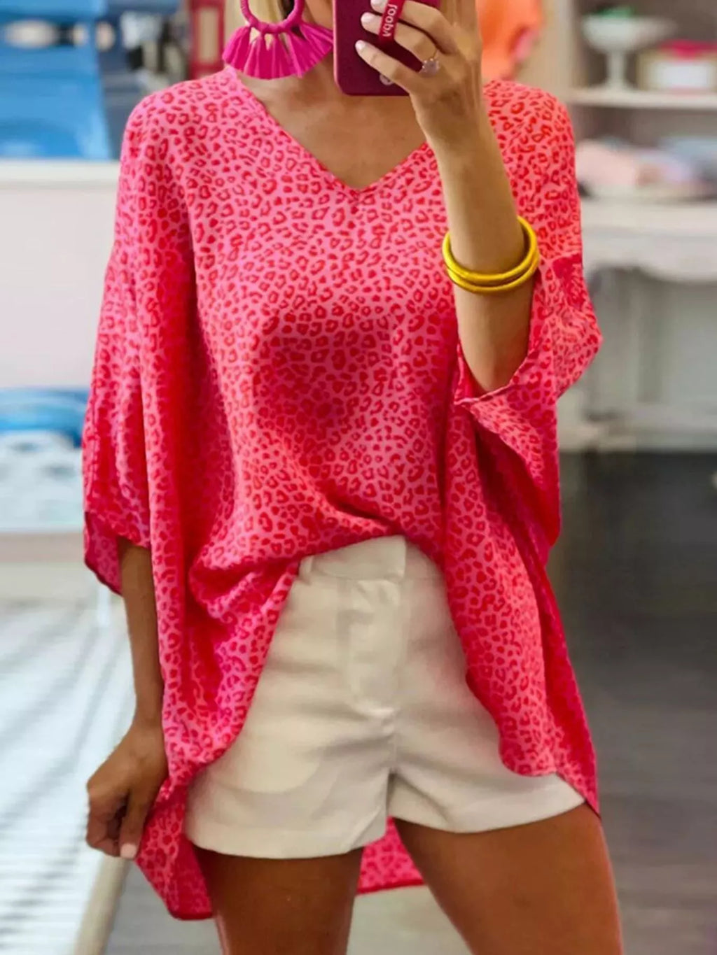 Leopard V-Neck Blouse