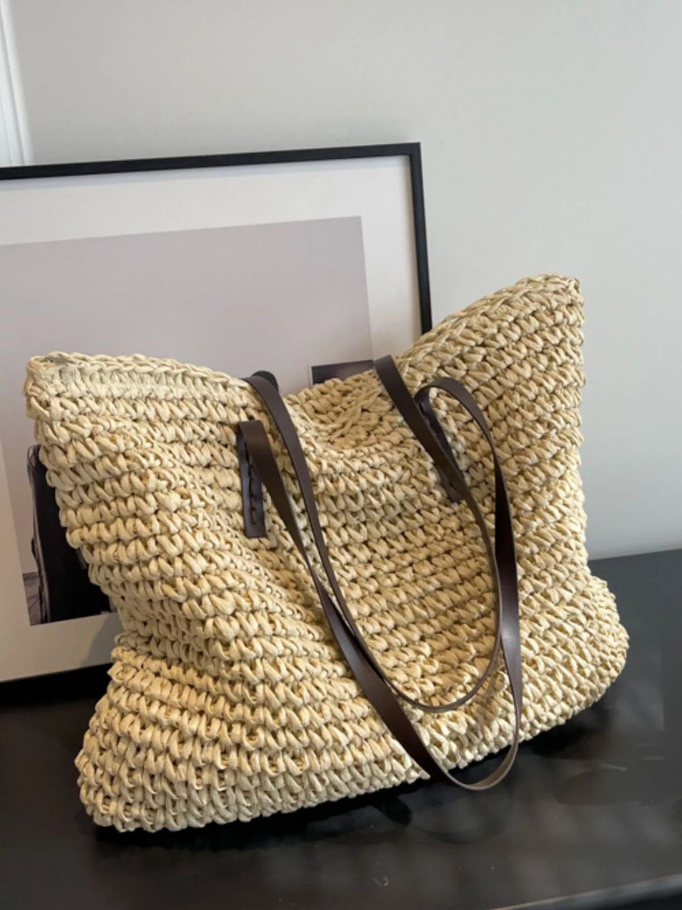 Woven Straw Shoulder Bag