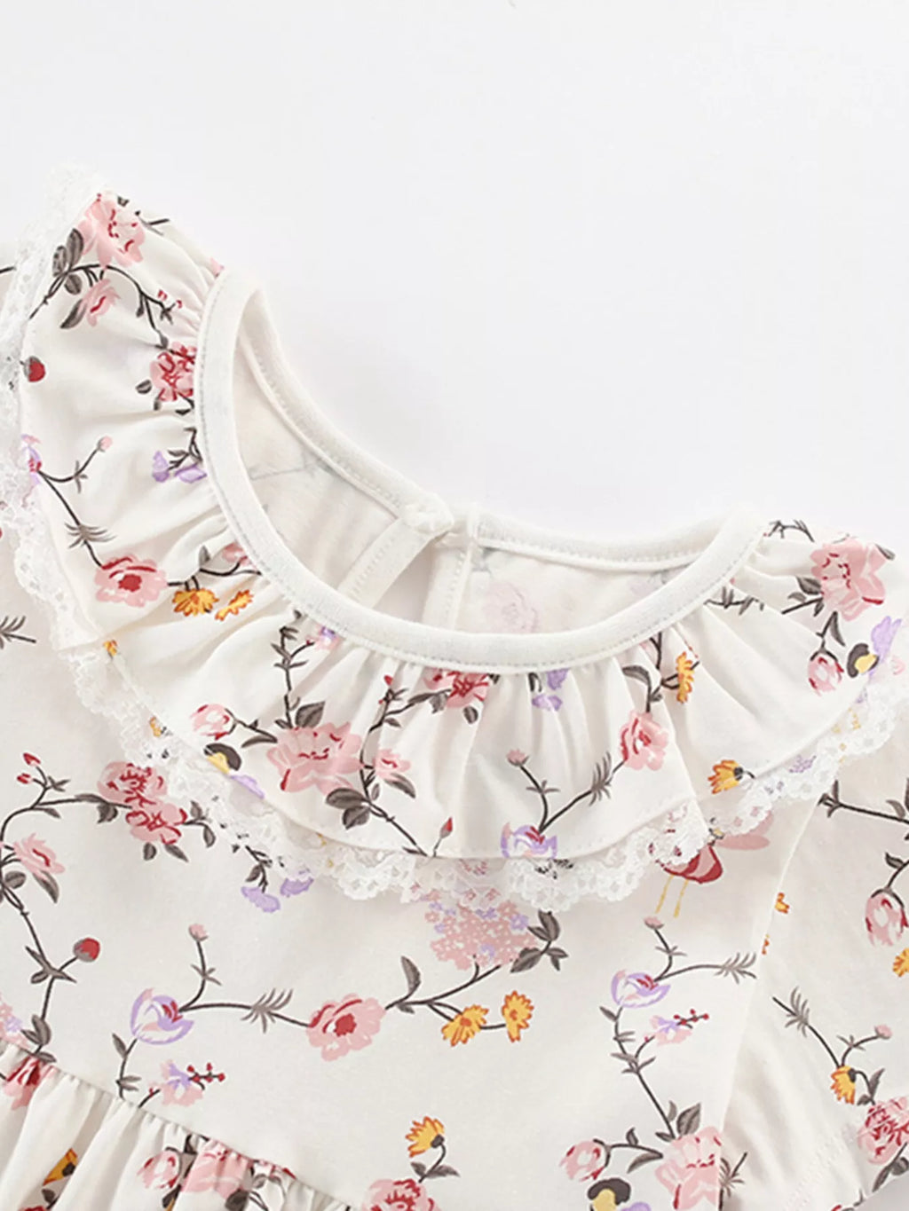 Children's Floral Print Ruffle Collar Dress