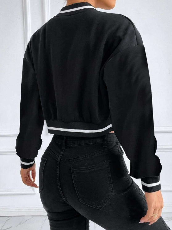 Women's Printed Baseball Collar Jacket – Casual Streetwear