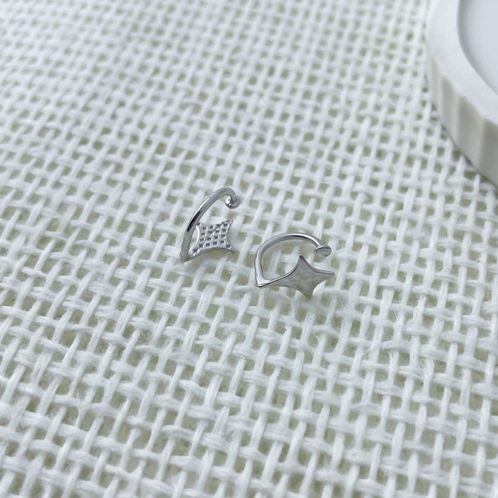 925 Sterling Silver Star Cuff Earrings