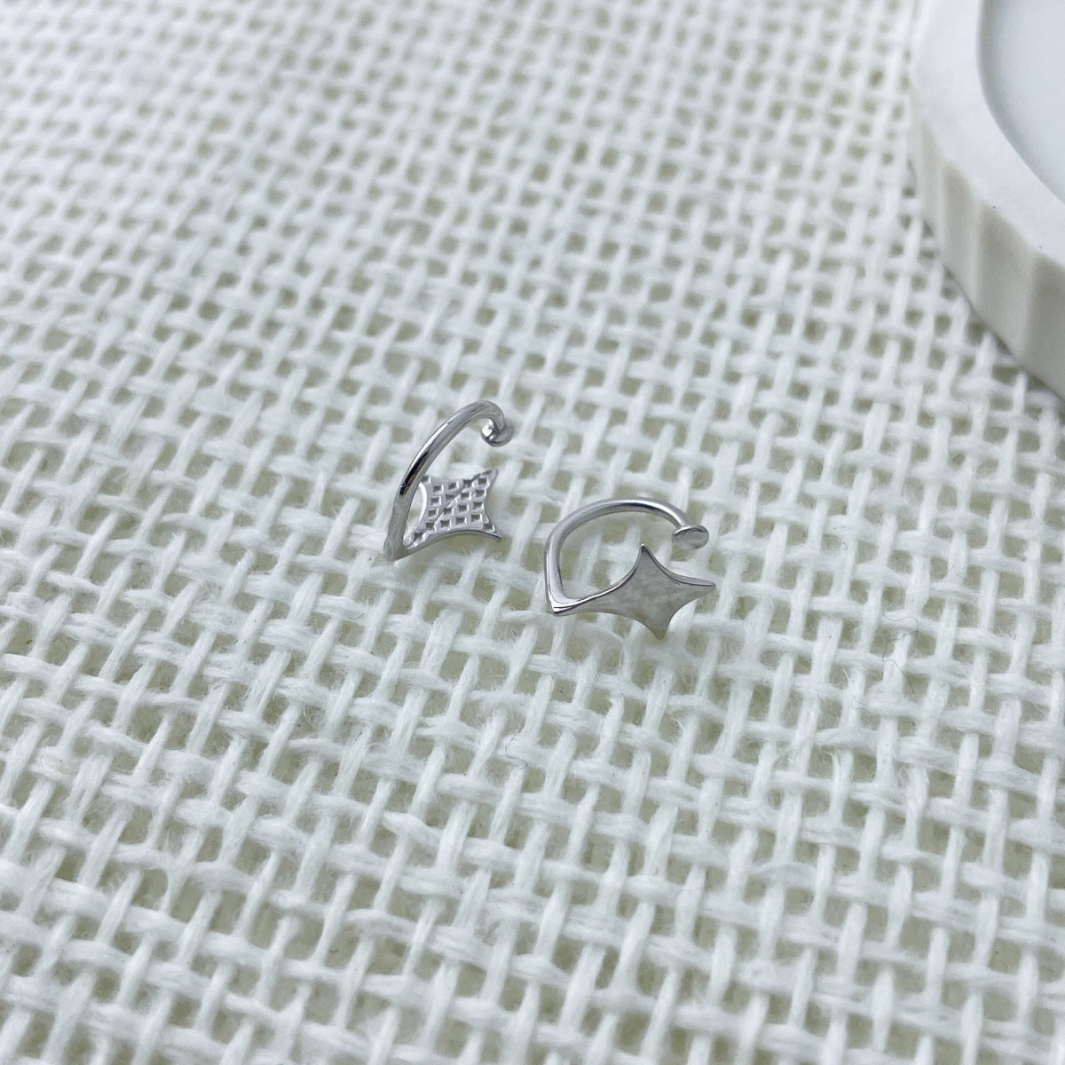 925 Sterling Silver Star Cuff Earrings