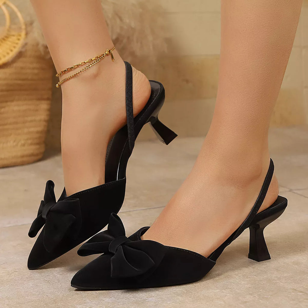 Bow Point Toe Kitten Heels Pumps