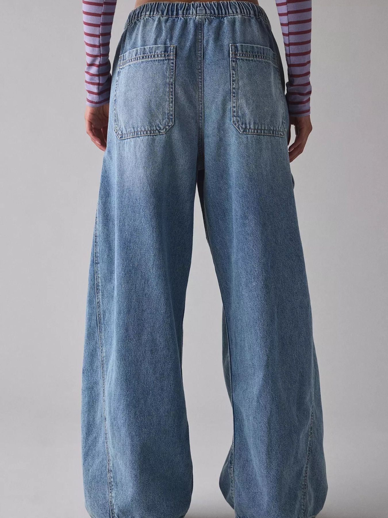 Drawstring Waist Cargo Jeans