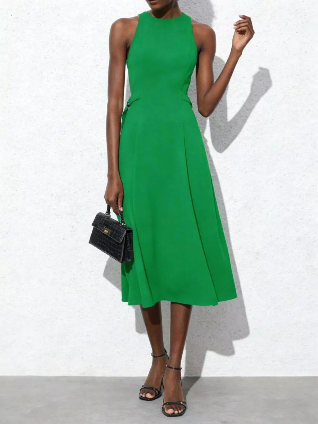 Sleeveless Tie Waist Midi Dress