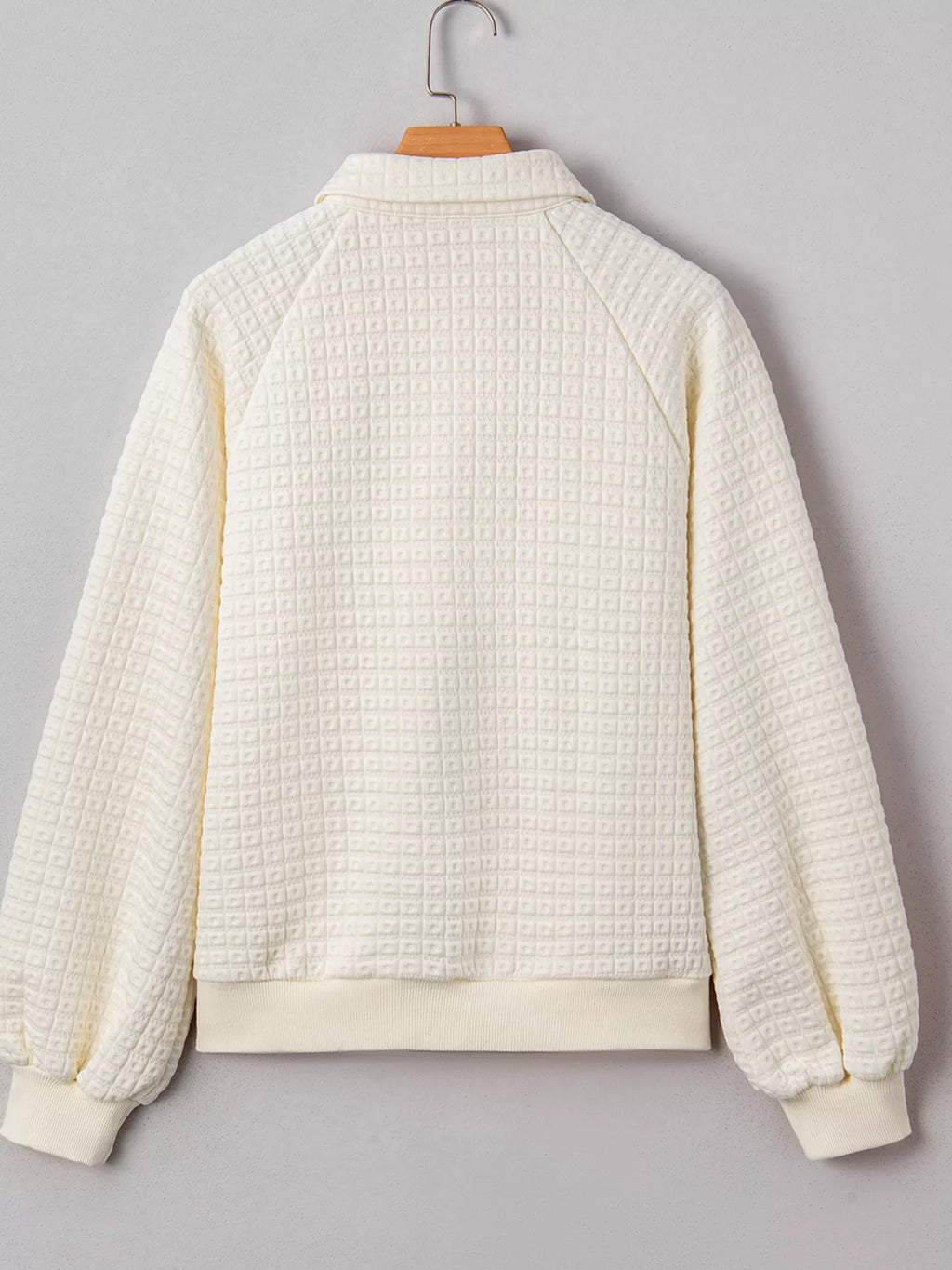 Textured Half Button Collared Sweatshirt