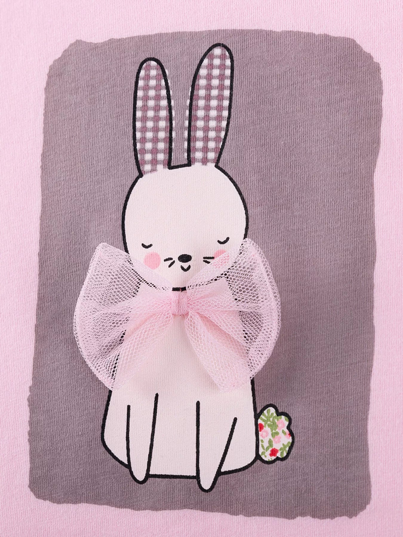 Children's Bunny Round Neck Top and Shorts Set