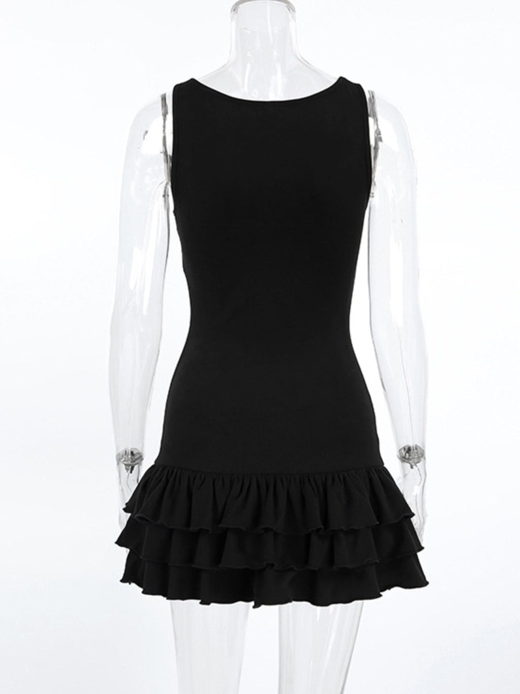 Ruffled Hem Round Neck Tank