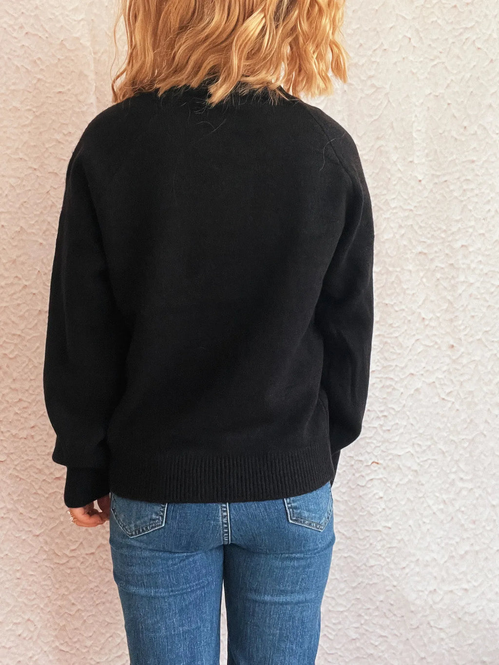 Button-Front Long Sleeve Sweater