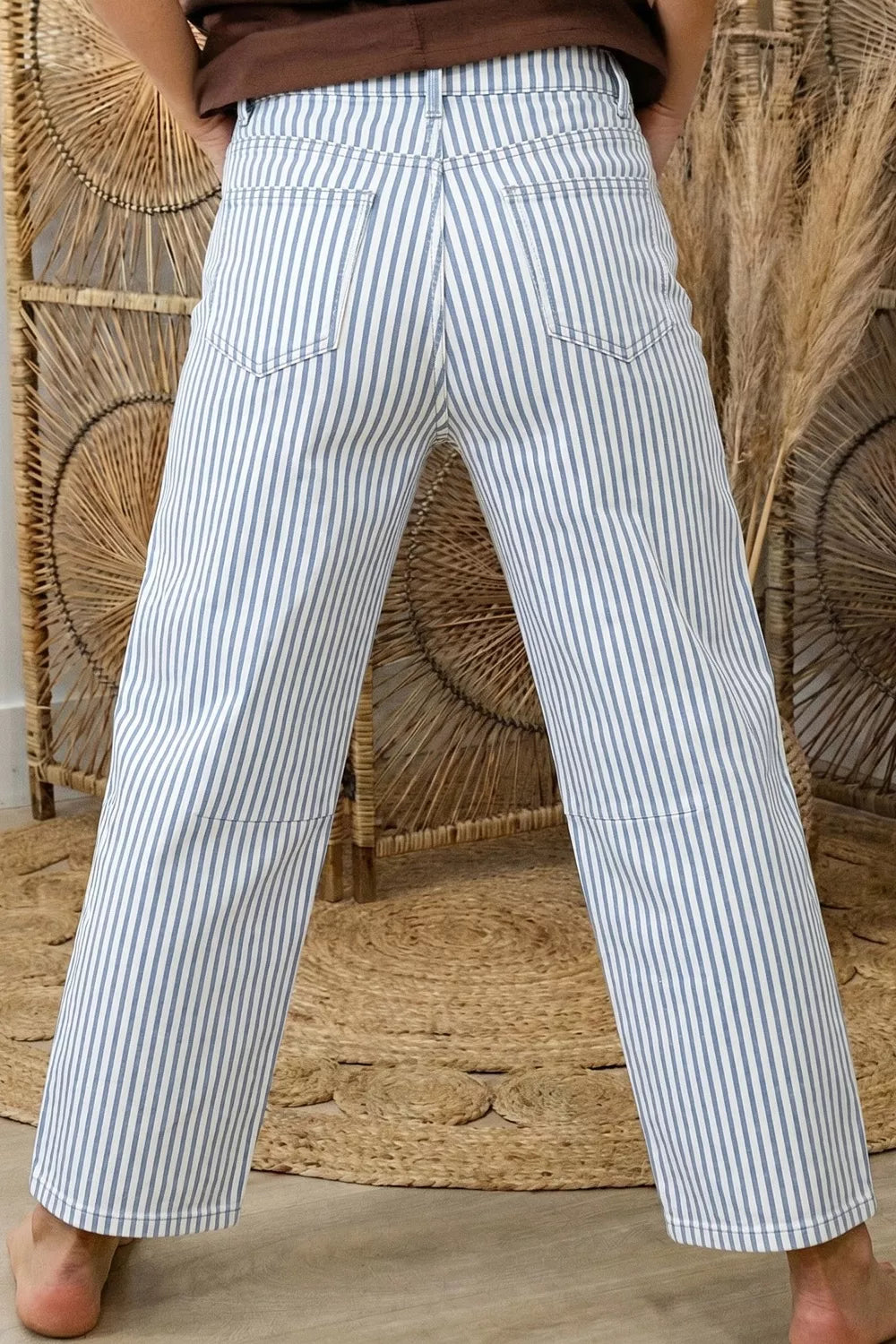 Striped Barrel Leg Jeans