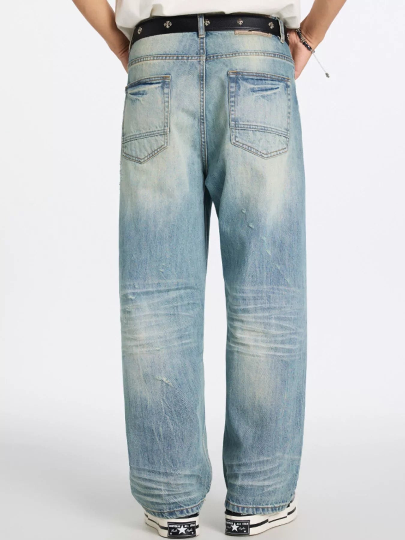 Men's Washed Wide Leg Jeans