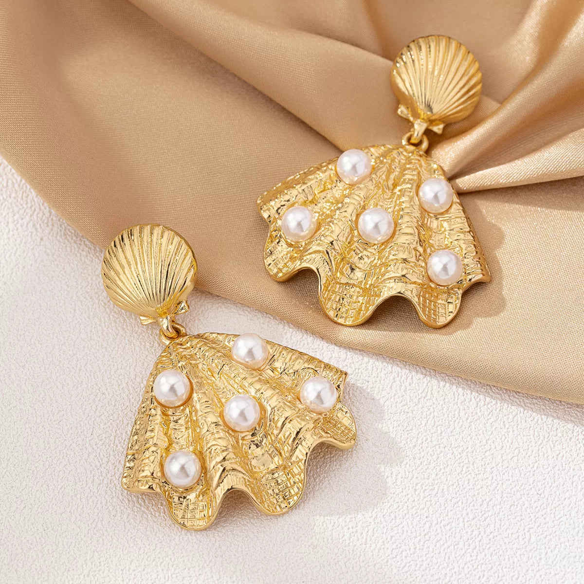 18K Gold-Plated Shell Pearl Drop Earrings