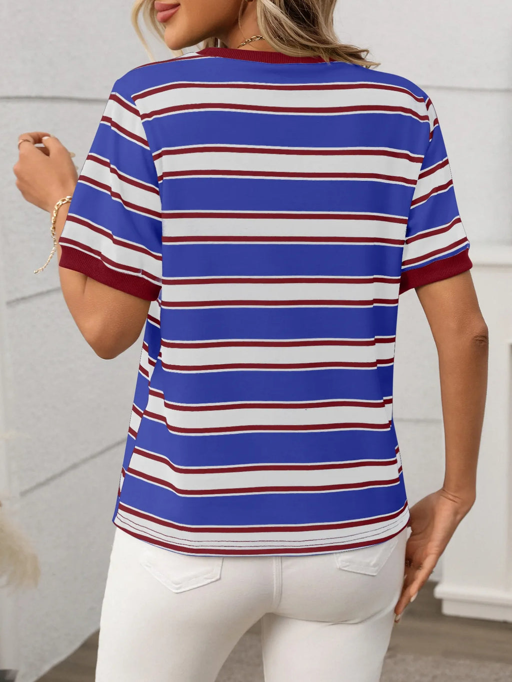 Striped Short Sleeve Crew Neck T-Shirt