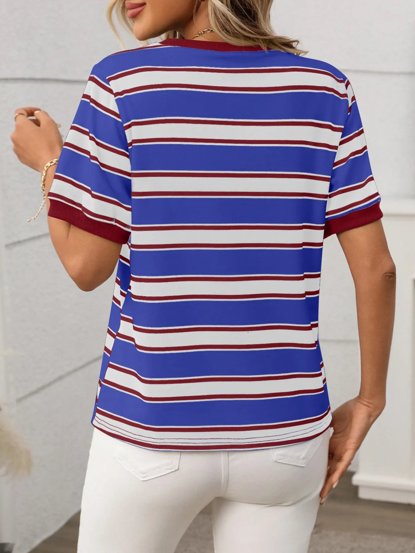 Striped Short Sleeve Crew Neck T-Shirt