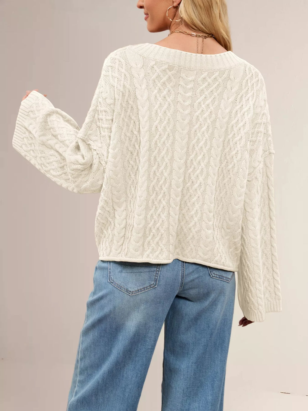 Cable Knit Button-Down Cardigan