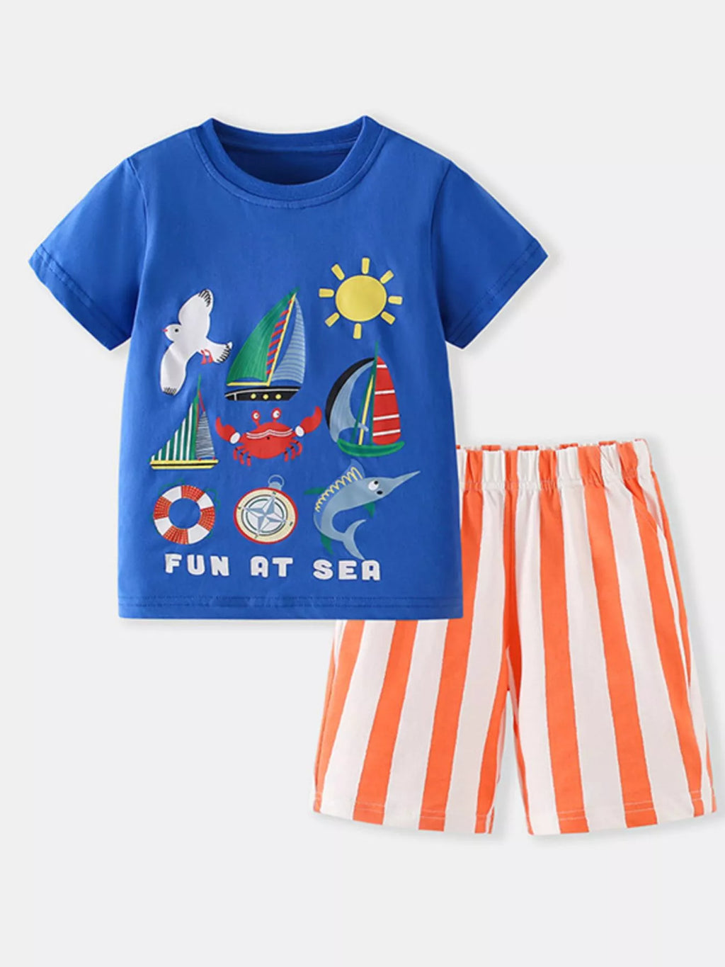 Children's Fun at Sea Graphic Tee & Striped Shorts Set
