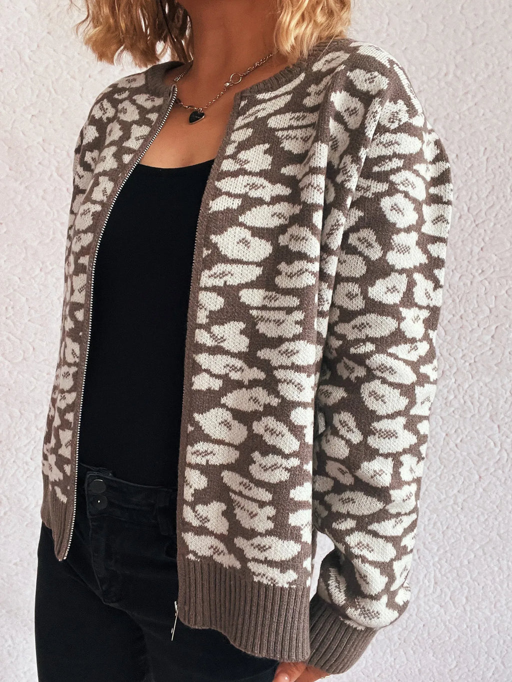 Zip Up Long Sleeve Cardigan