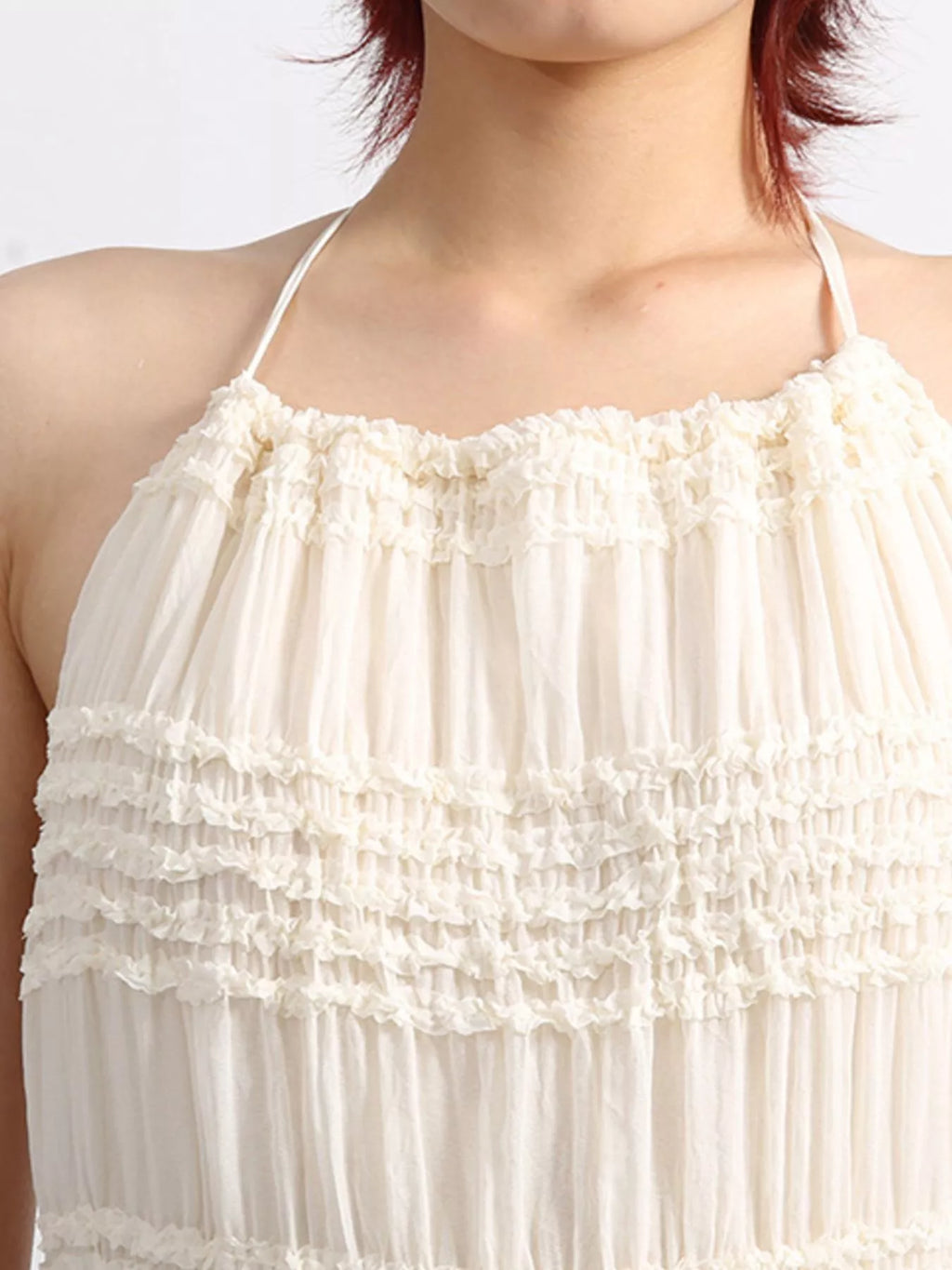 Backless Halter Neck Ruched Maxi Dress