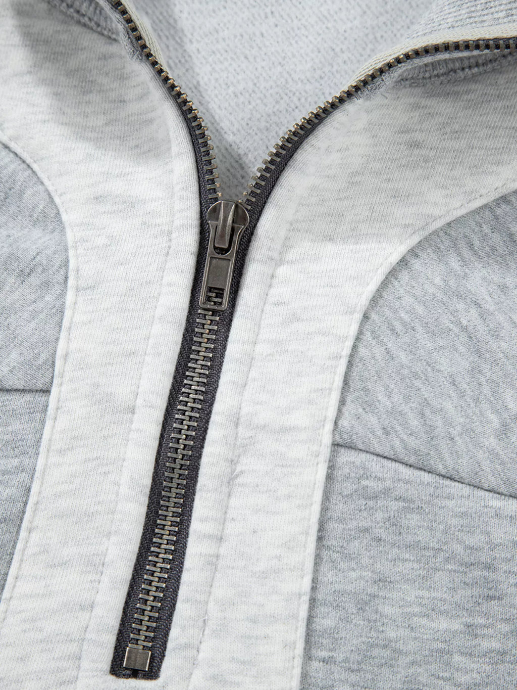Half Zipper Collared Drop Shoulder Side Slits Sweatshirt