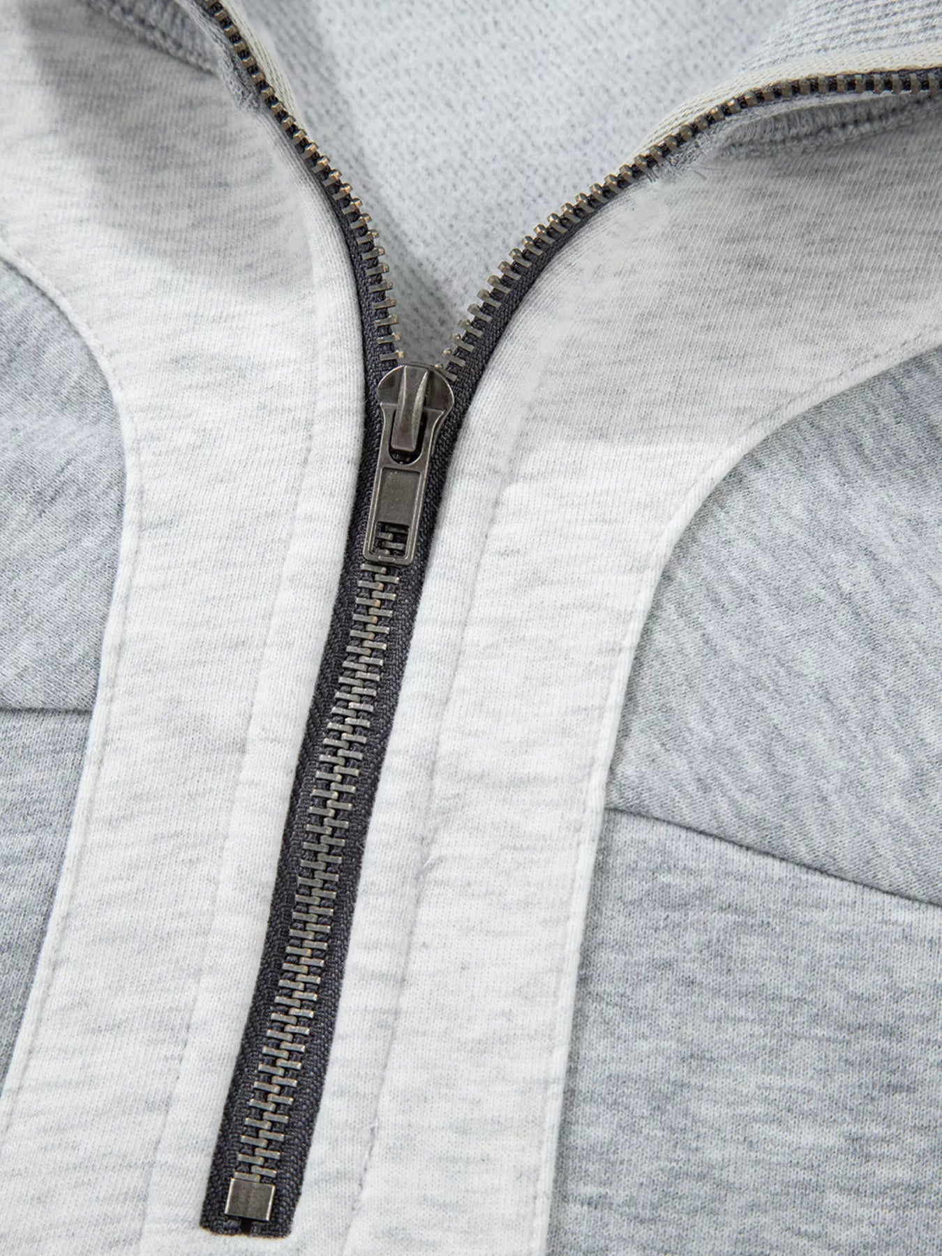 Half Zipper Collared Drop Shoulder Side Slits Sweatshirt