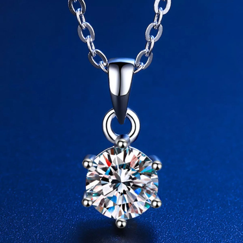 5 Carat Moissanite 925 Sterling Silver Pendant Necklace