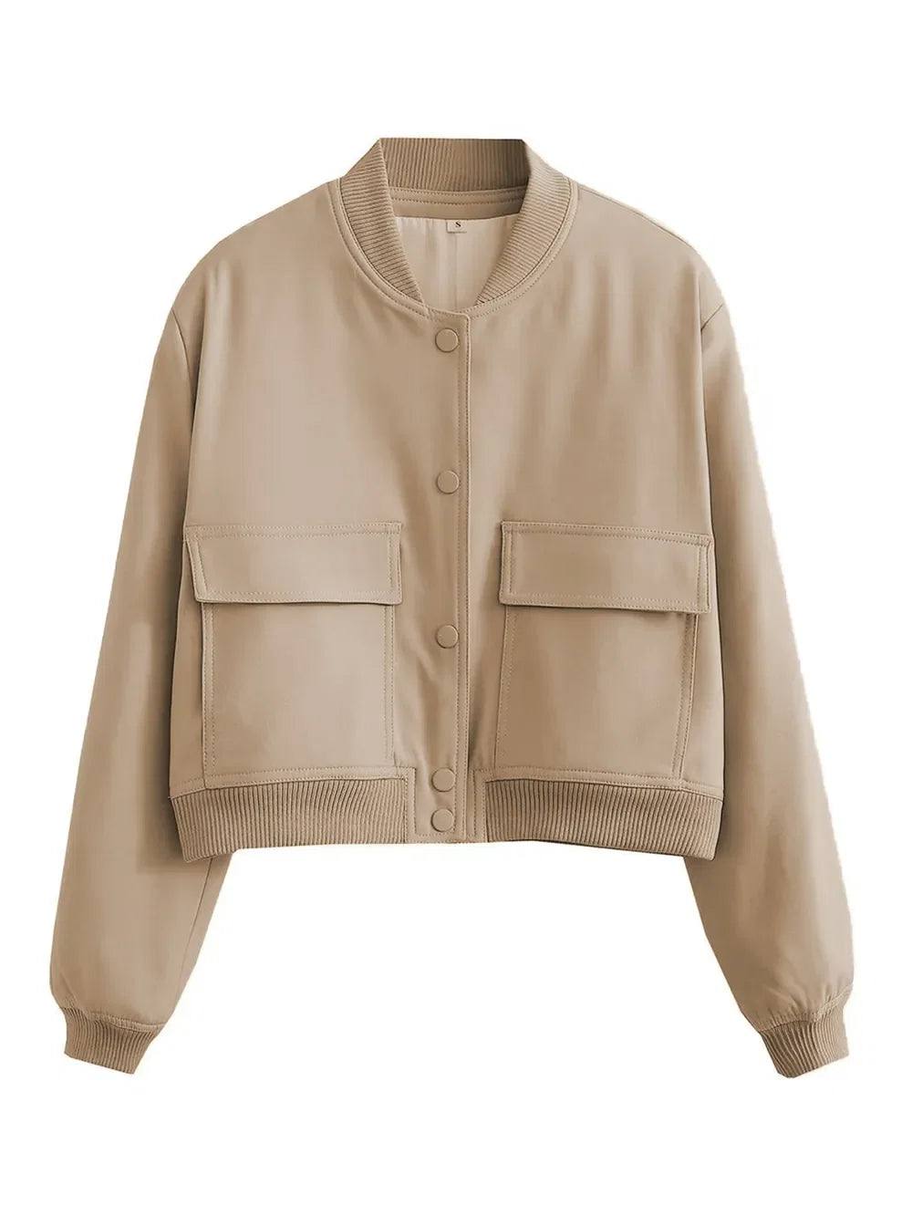 Pocketed Snap Down Baseball Collar Jacket