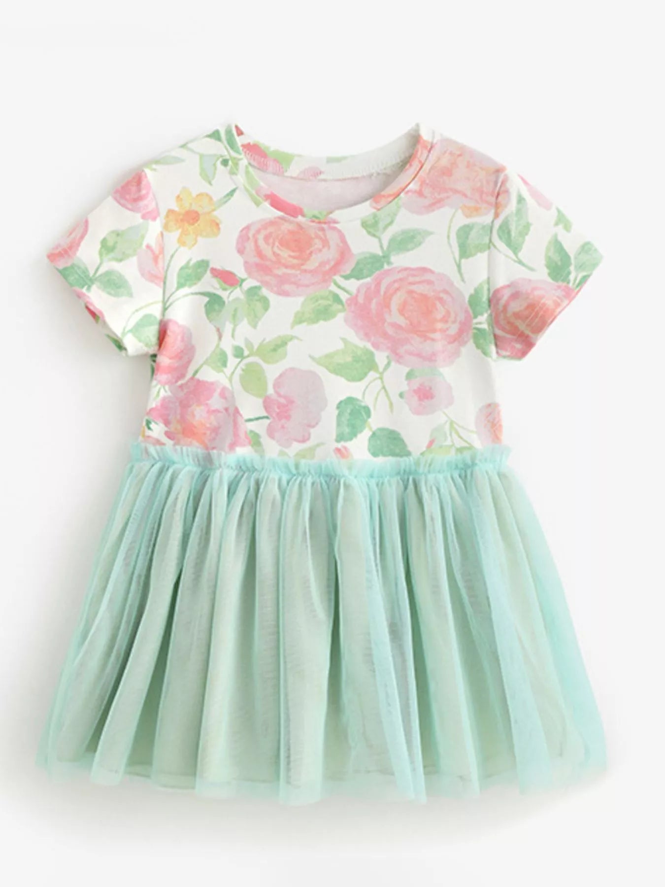 Children's Floral Print Tulle Dress