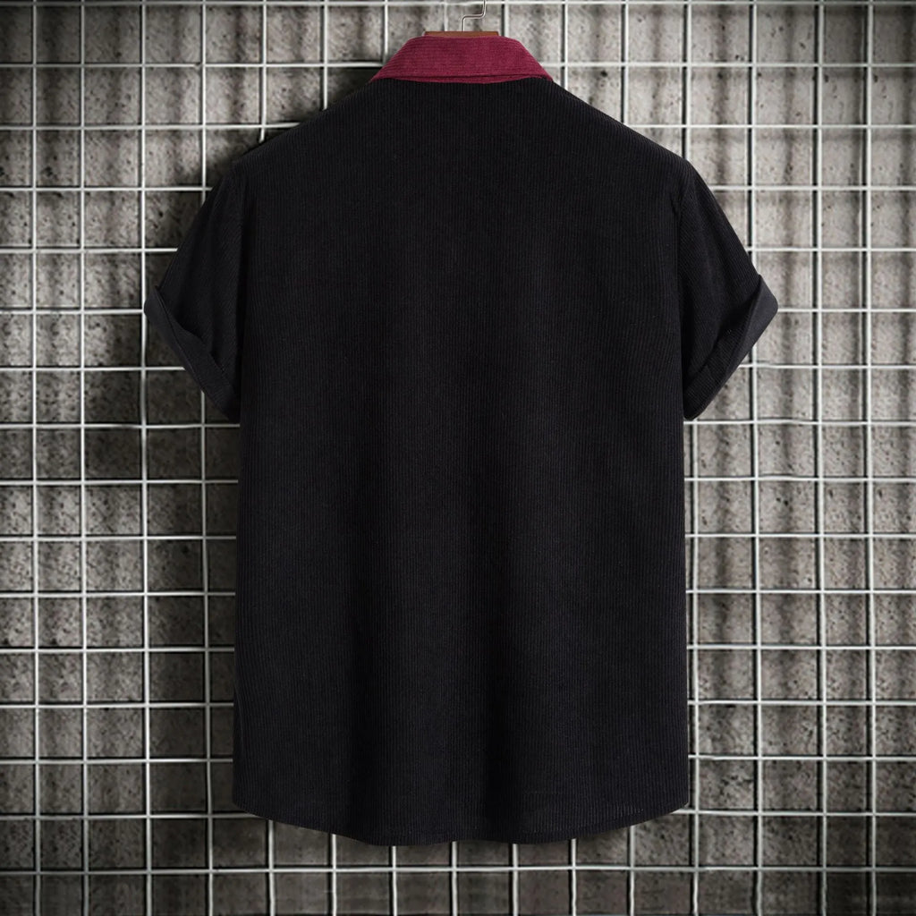 Men's Plus Size Classic Color Block Short Sleeve Shirt