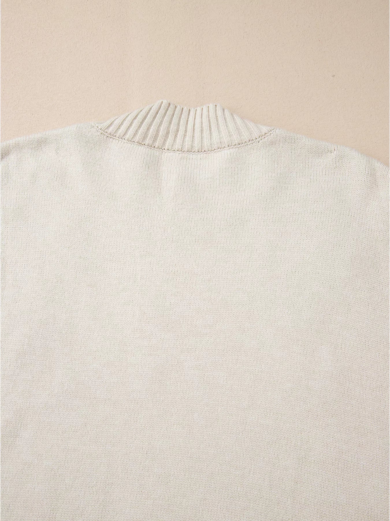 Flower Stitching Mock Neck Sweater