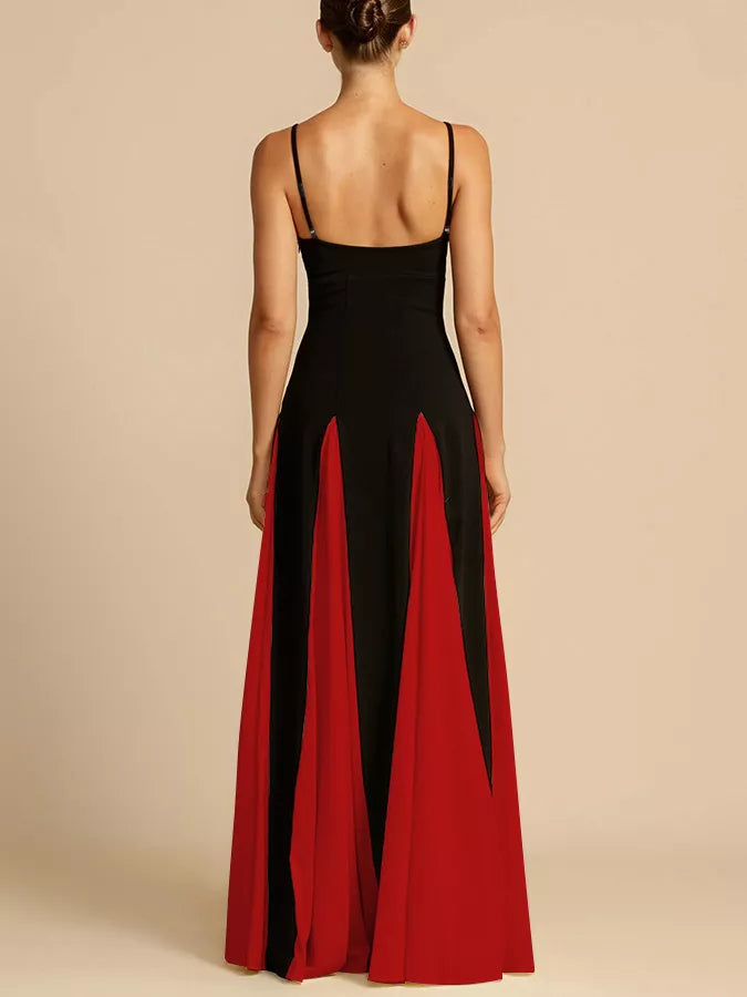 Two-Tone Flowing Maxi Dress