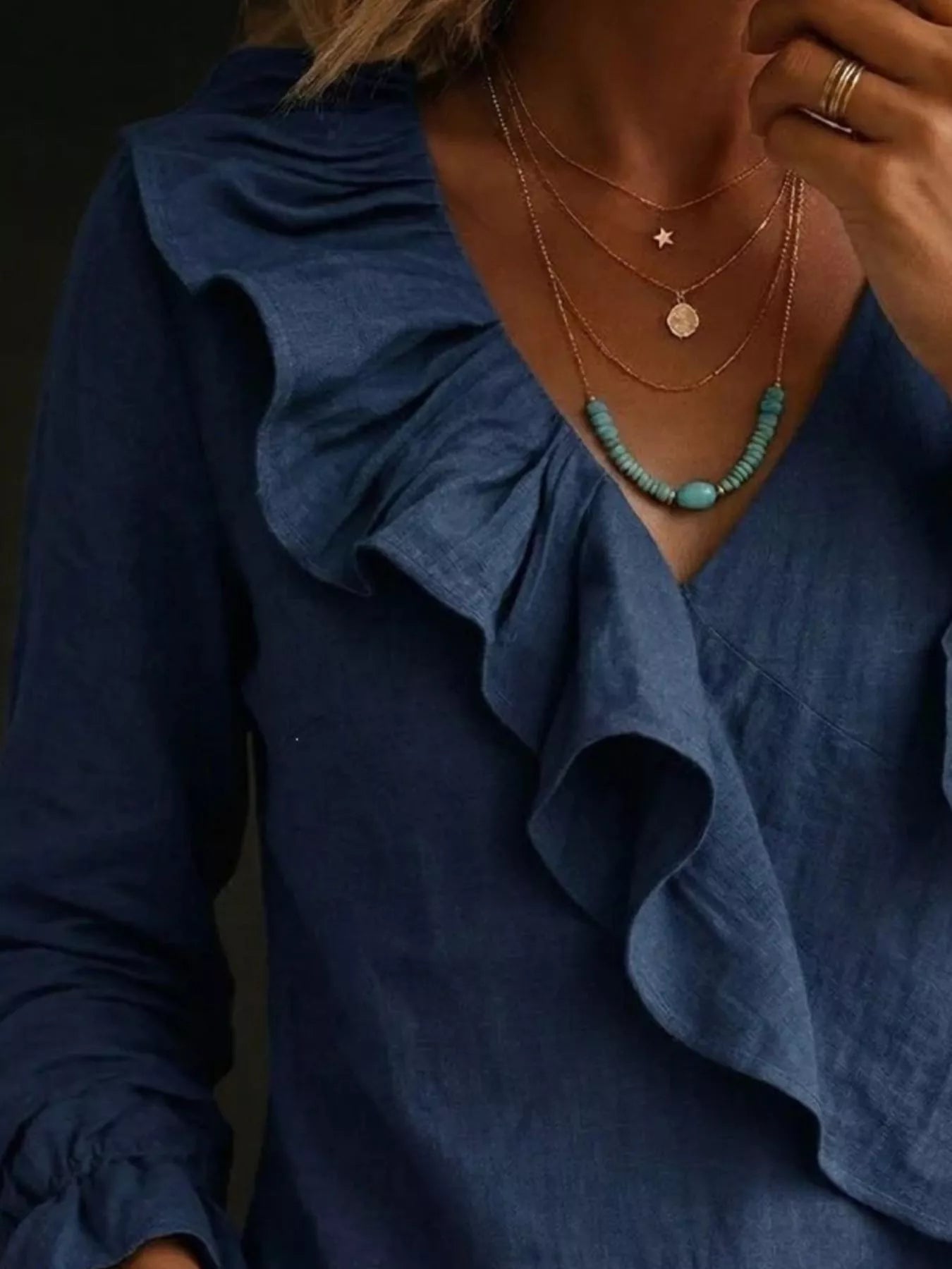 Full Size Ruffled Long Sleeve Blouse Plus Size