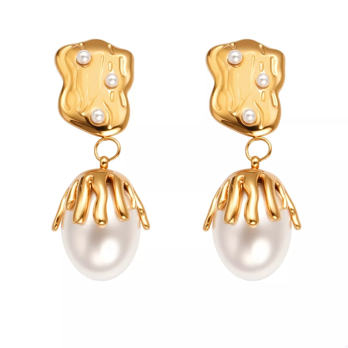 18K Gold-Plated Synthetic Pearl Drop Earrings