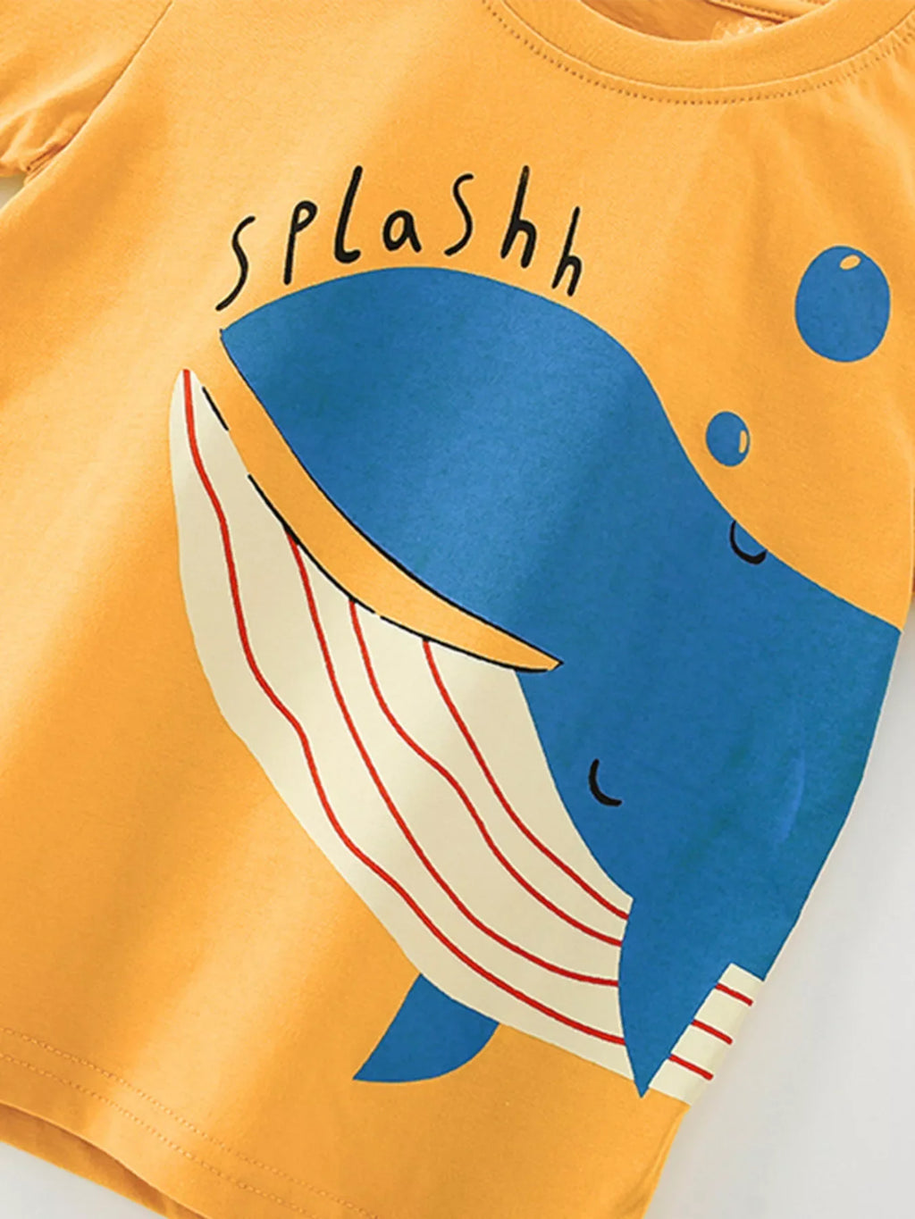 Children's Whale Round Neck Tee and Shorts Set