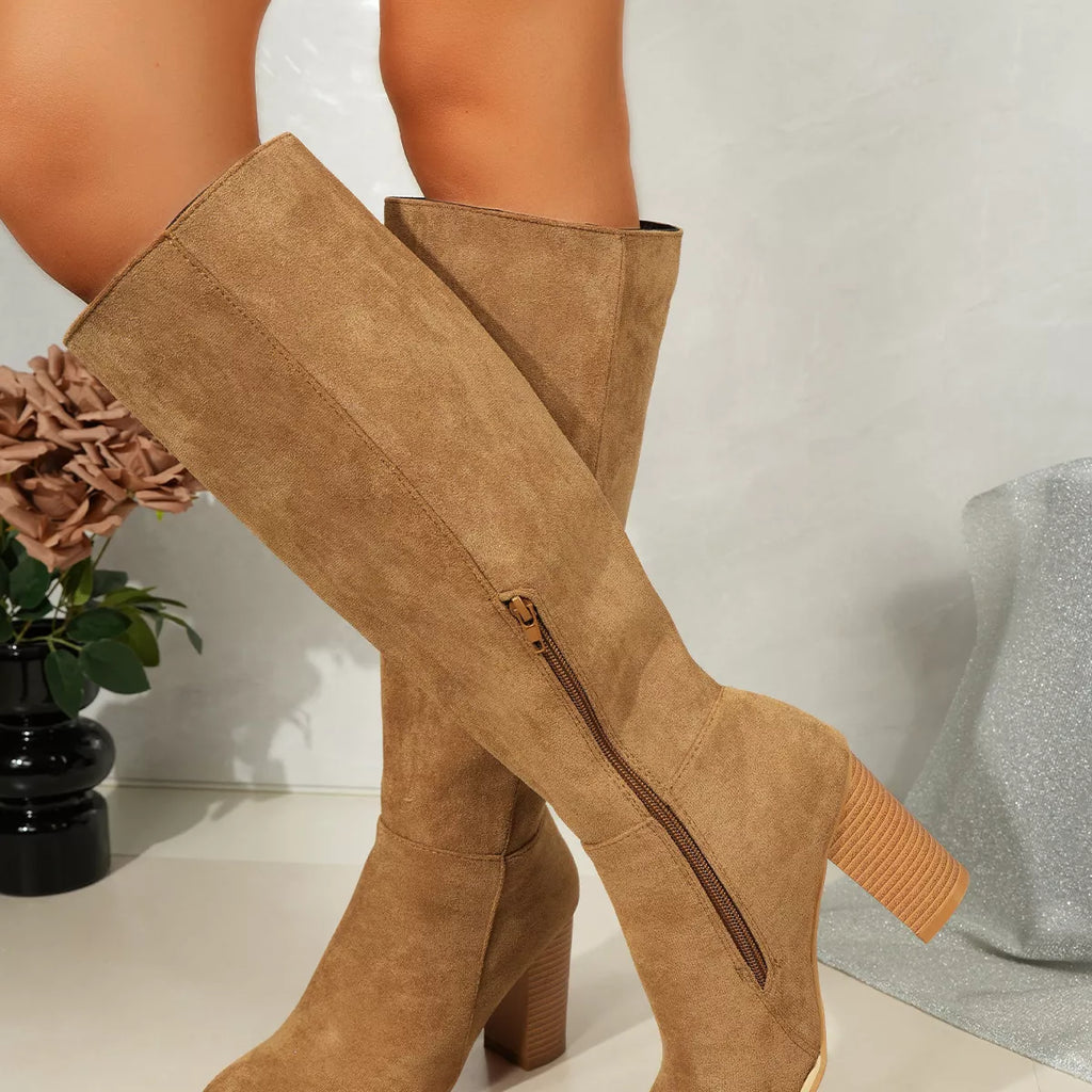 Point Toe Block Heels Boots