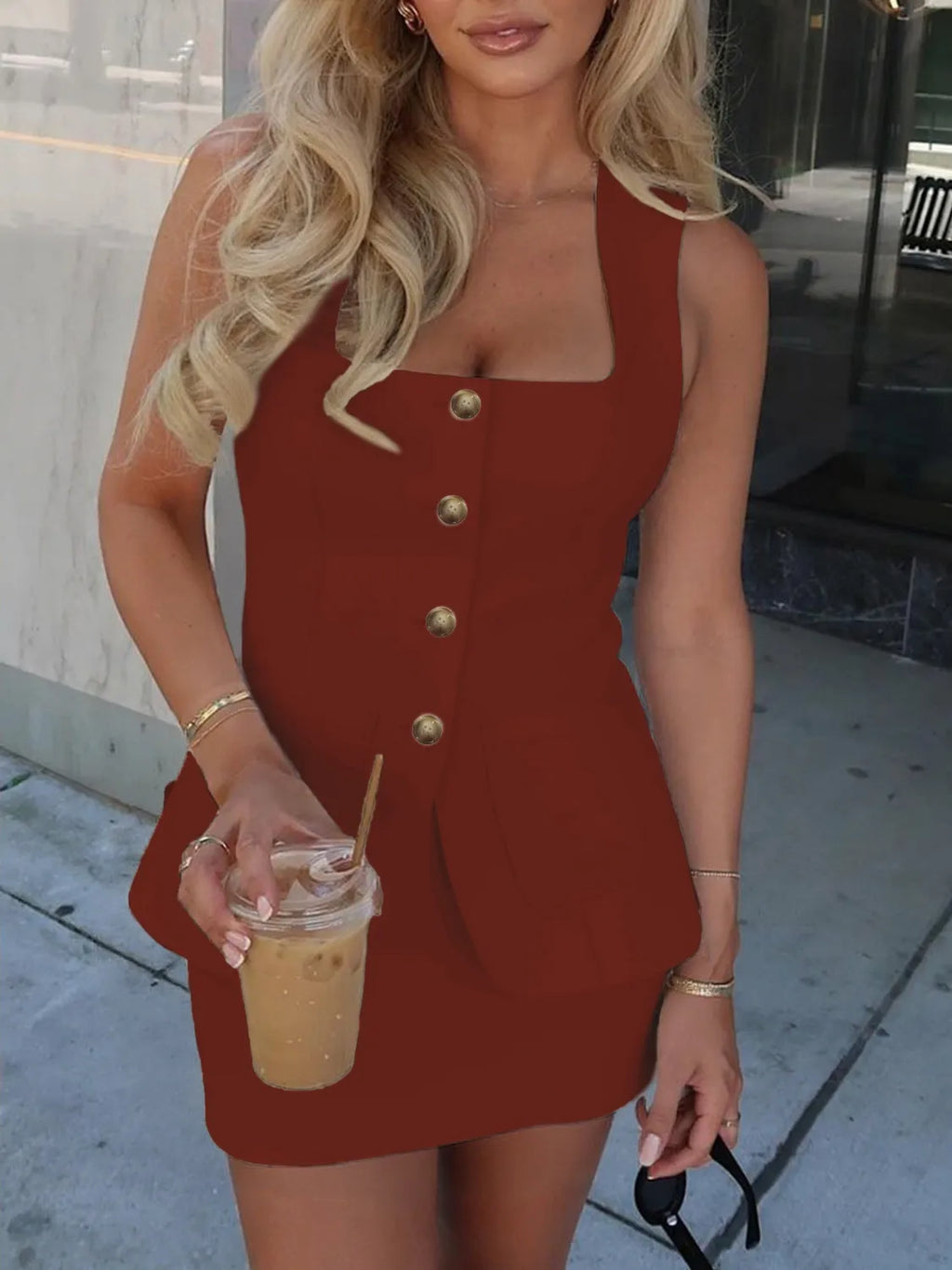 Square Neck Tank and Skirt Set