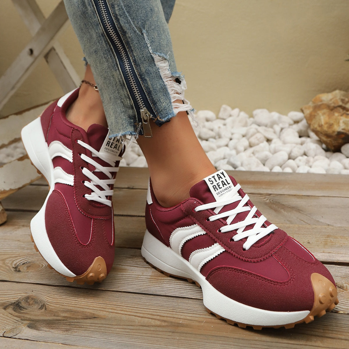 Round Toe Lace Up Sneakers