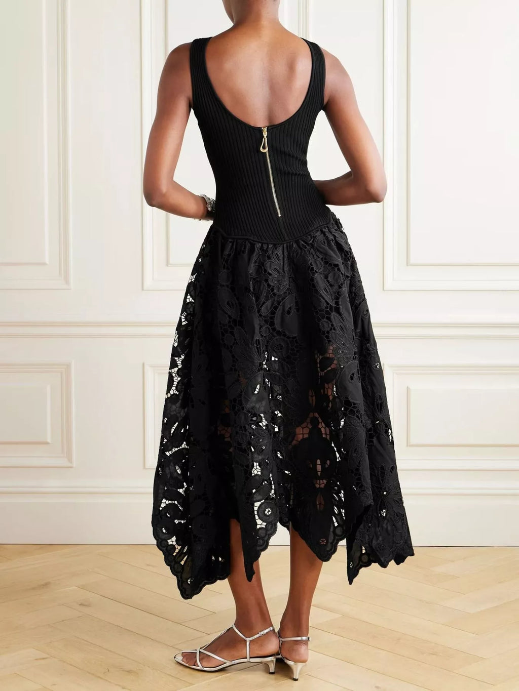 Sleeveless Ribbed Crochet Midi Dress