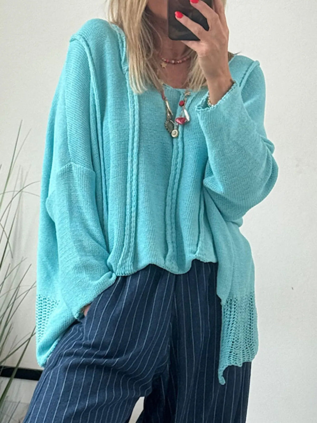 High-Low Drop Shoulder Sweater