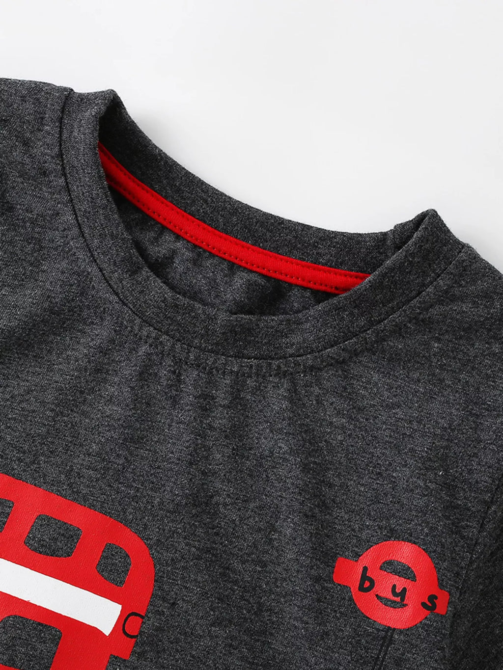 Children's Bus Graphic Round Neck T-Shirt