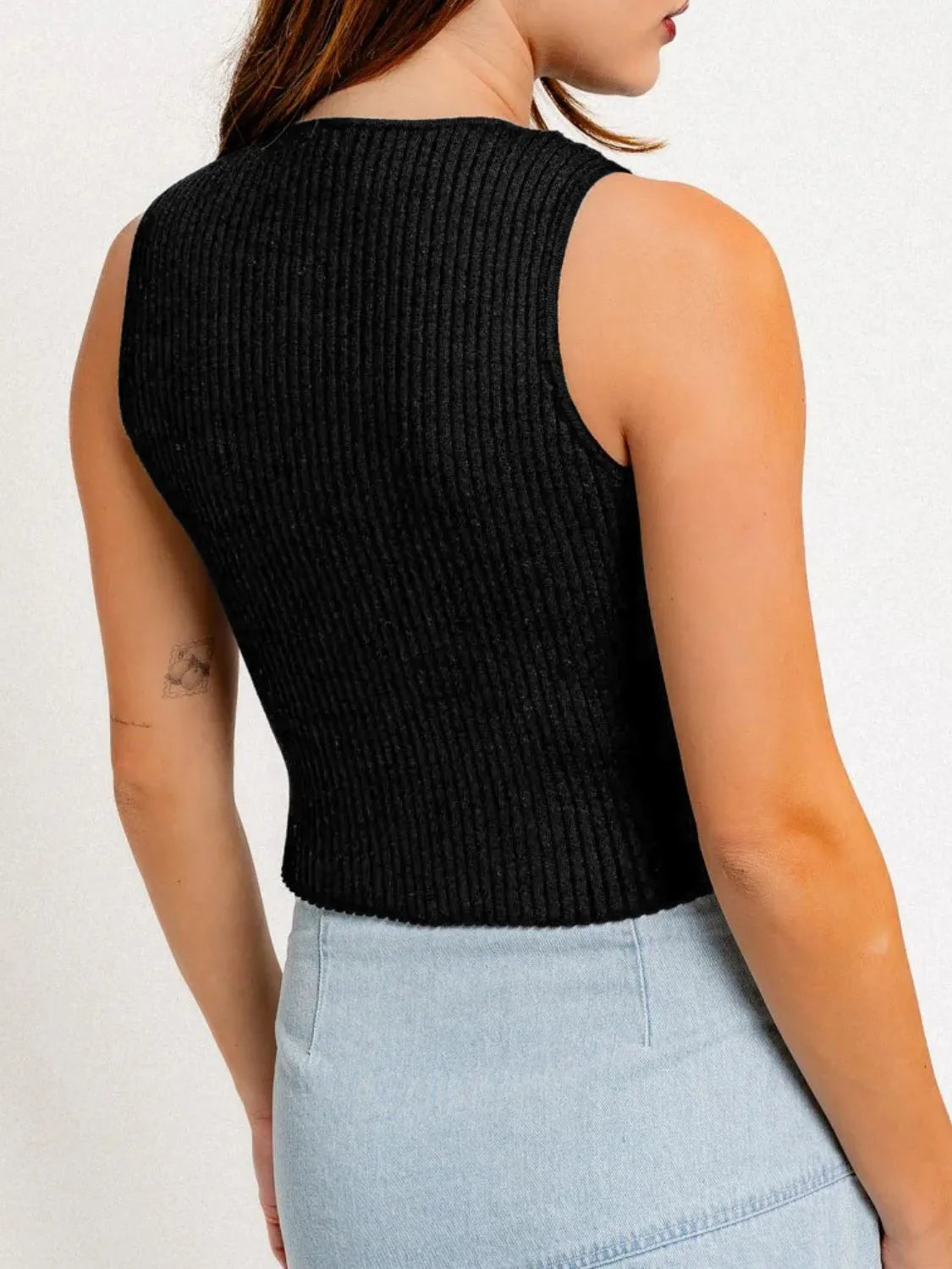 Bow Round Neck Cropped Tank