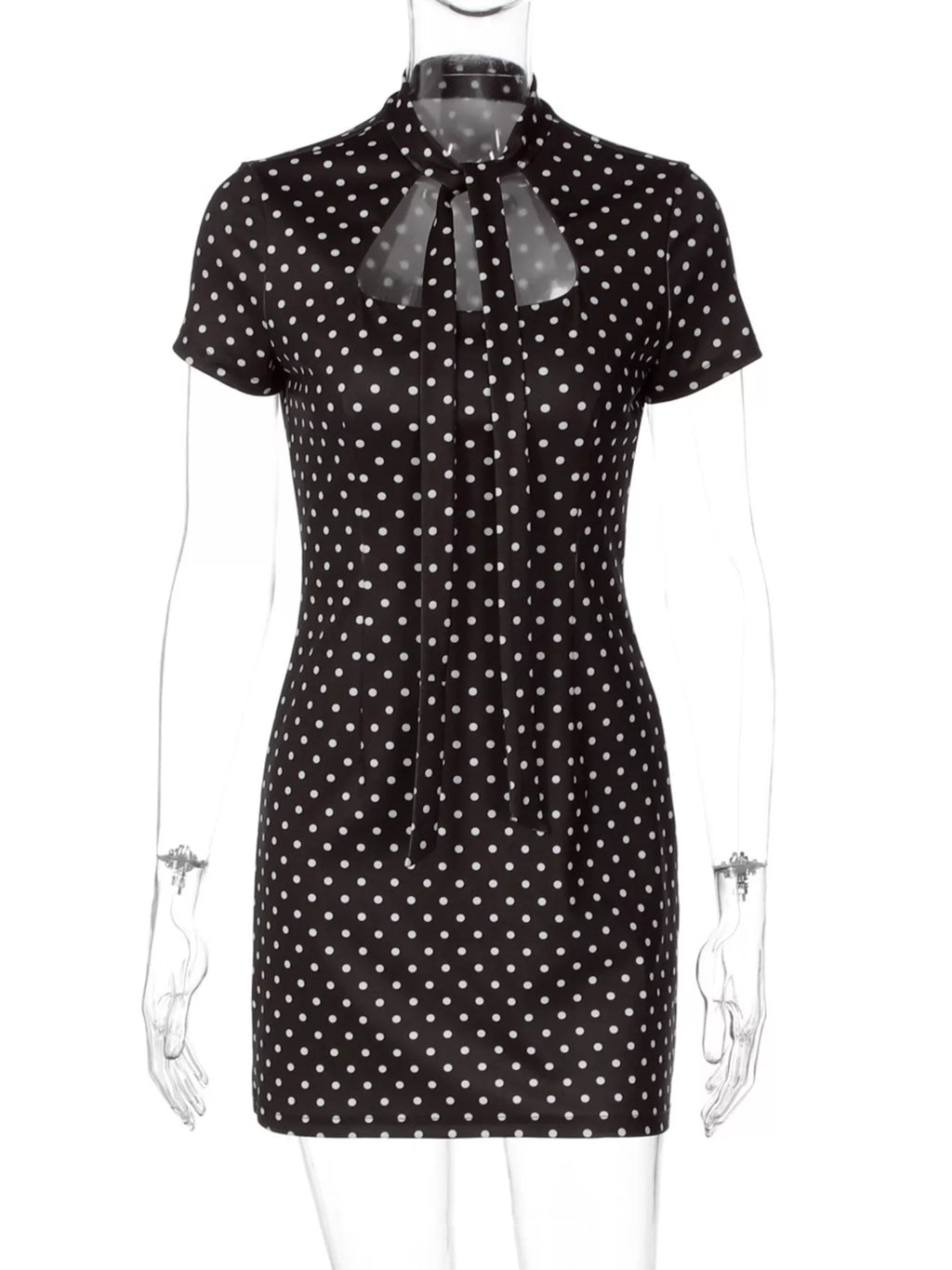 Polka Dot Cut-Out Front Mini Dress