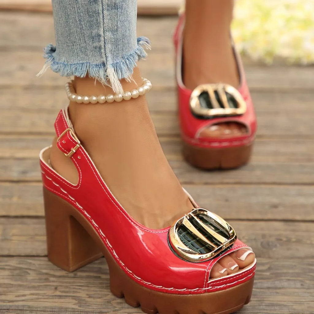 Peep Toe Block Heels Sandals