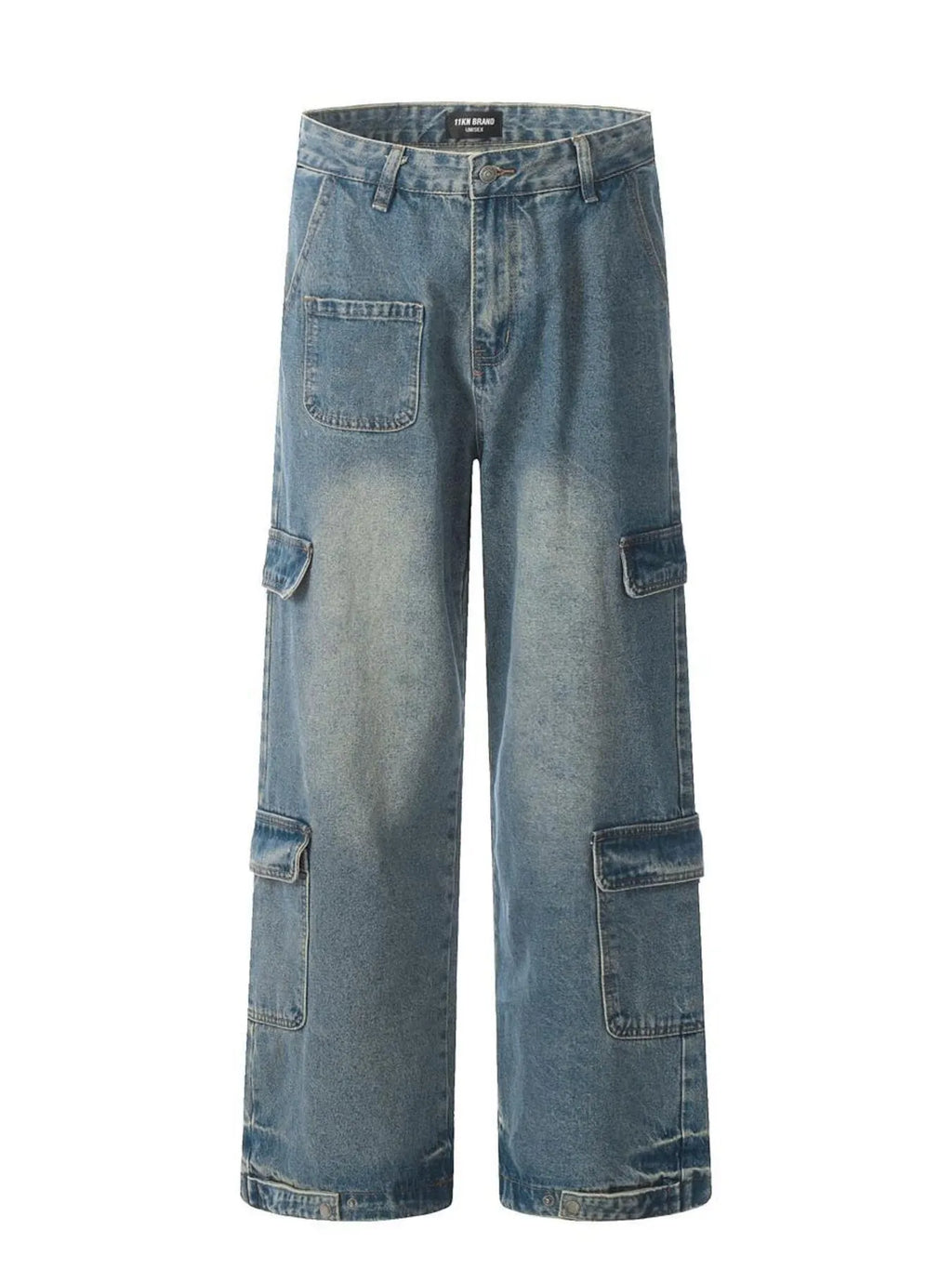 Men's Washed Multi-Pocket Cargo Jeans