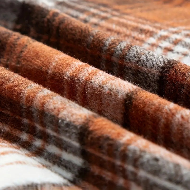 Women's Notch Lapel Check Print Long Sleeve Shirt