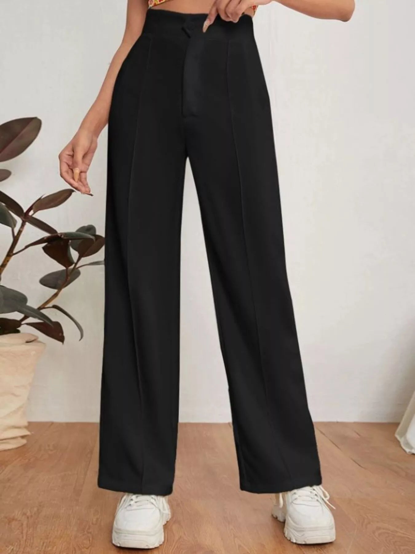 High Waist Straight Leg Dress Pants