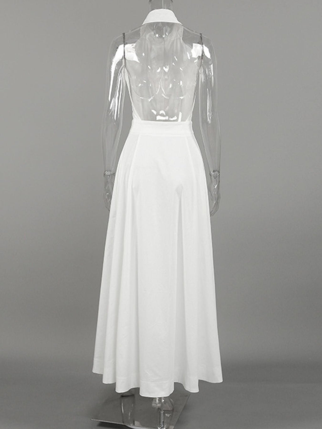Backless Sleeveless Button Front Maxi Dress