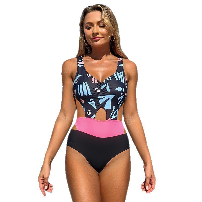 Printed Strap One-Piece Bodycon Swimwear for Women